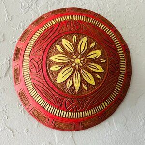 Yellow and Red Handmade Wall Dome Signed